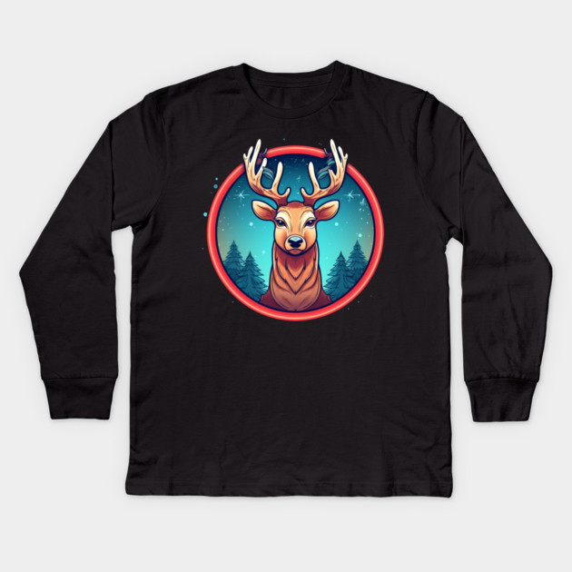 Deer in Ornament, Love Deers Kids Long Sleeve T-Shirt by logiamerch