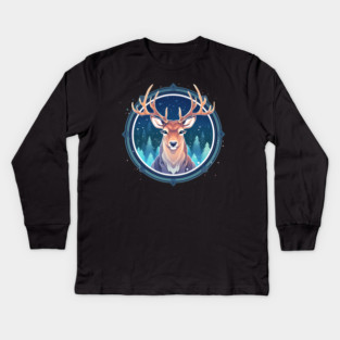Deer in Ornament, Love Deers Kids Long Sleeve T-Shirt