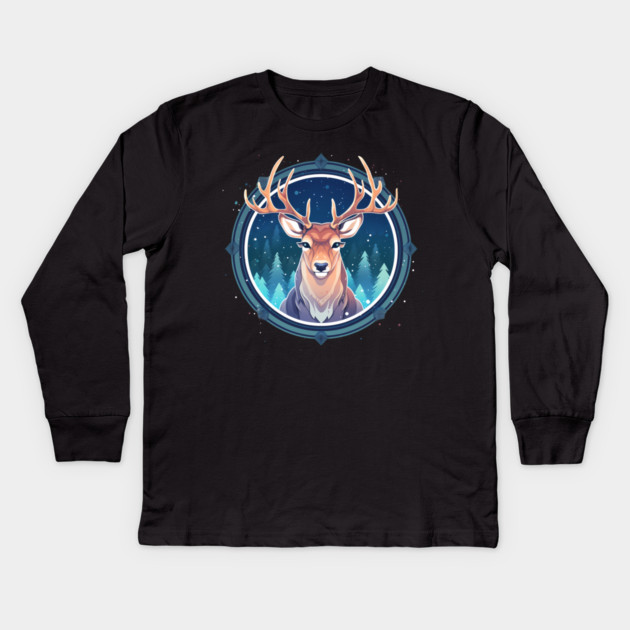 Deer in Ornament, Love Deers Kids Long Sleeve T-Shirt by logiamerch