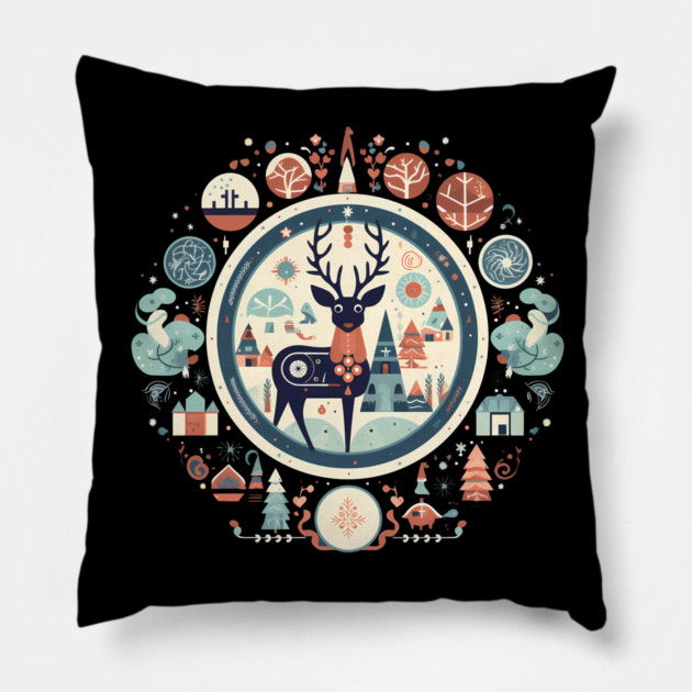Deer in Ornament, Love Deers Pillow by logiamerch