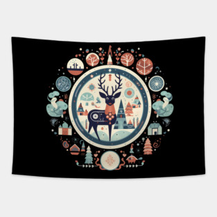 Deer in Ornament, Love Deers Tapestry