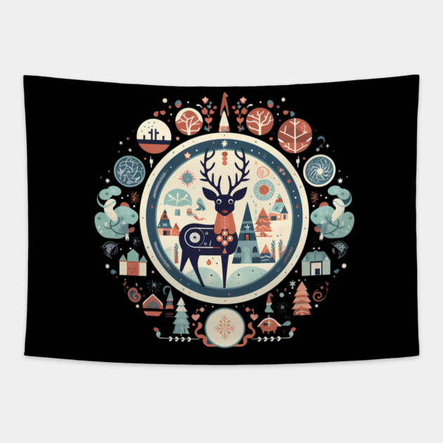 Deer in Ornament, Love Deers Tapestry by logiamerch