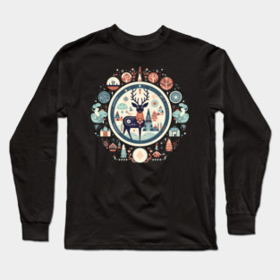 Deer in Ornament, Love Deers Long Sleeve T-Shirt