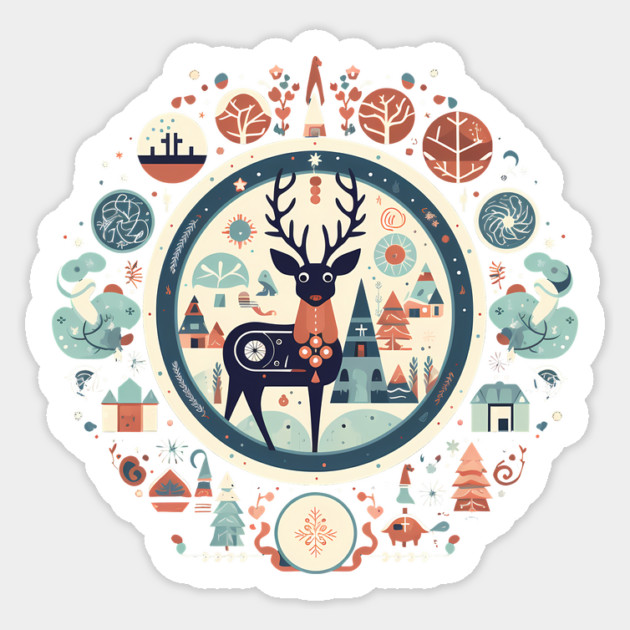 Deer in Ornament, Love Deers Sticker by logiamerch