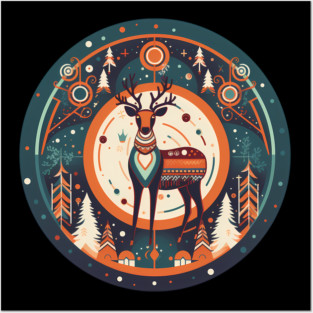 Deer in Ornament, Love Deers Posters and Art