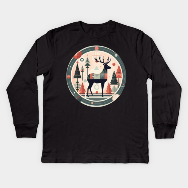 Deer in Ornament, Love Deers Kids Long Sleeve T-Shirt by logiamerch