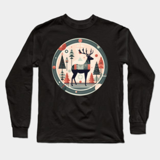 Deer in Ornament, Love Deers Long Sleeve T-Shirt