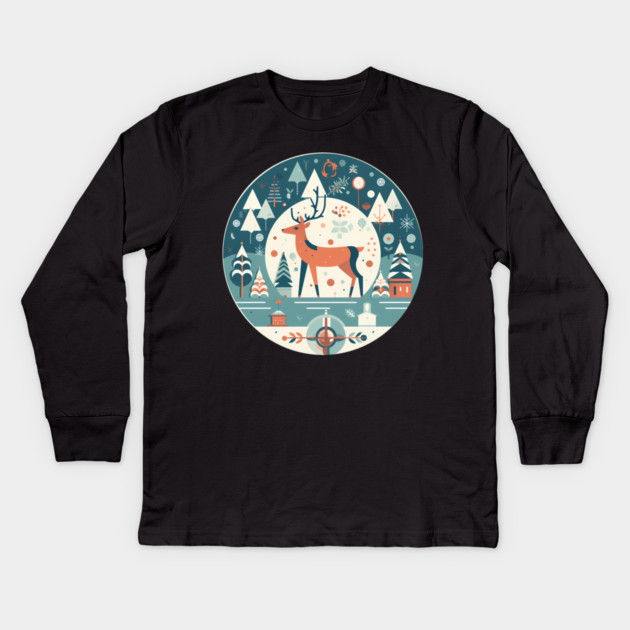 Deer in Ornament, Love Deers Kids Long Sleeve T-Shirt by logiamerch