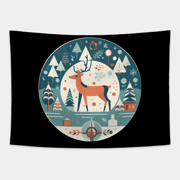 Deer in Ornament, Love Deers Tapestry by logiamerch
