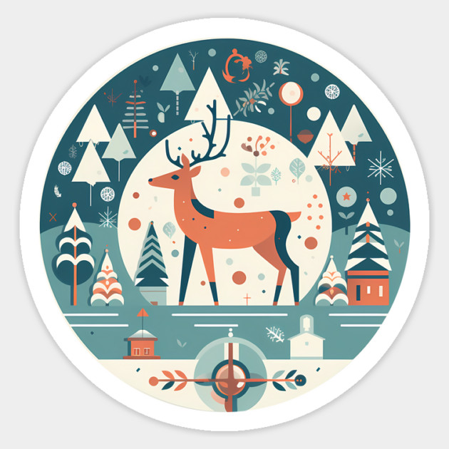 Deer in Ornament, Love Deers Sticker by logiamerch