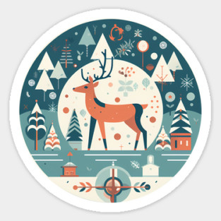 Deer in Ornament, Love Deers Magnet