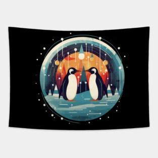 Penguin in Ornament, Love Penguins Tapestry