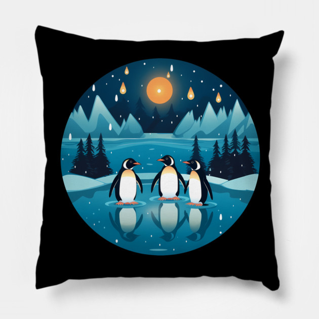 Penguin in Ornament, Love Penguins Pillow by logiamerch