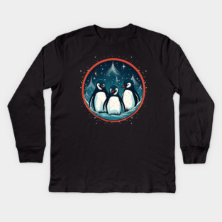 Penguin in Ornament, Love Penguins Kids Long Sleeve T-Shirt