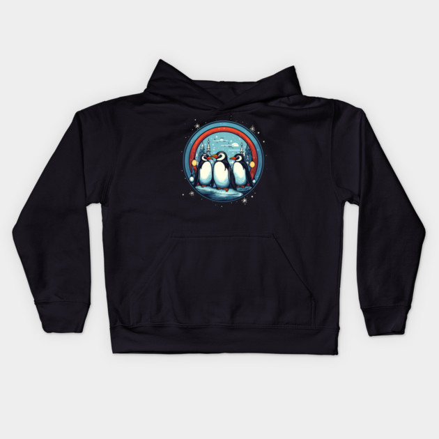 Penguin in Ornament, Love Penguins Kids Hoodie by logiamerch