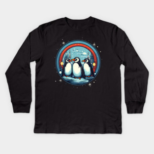 Penguin in Ornament, Love Penguins Kids Long Sleeve T-Shirt