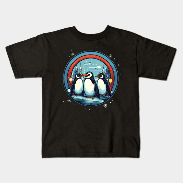 Penguin in Ornament, Love Penguins Kids T-Shirt by logiamerch
