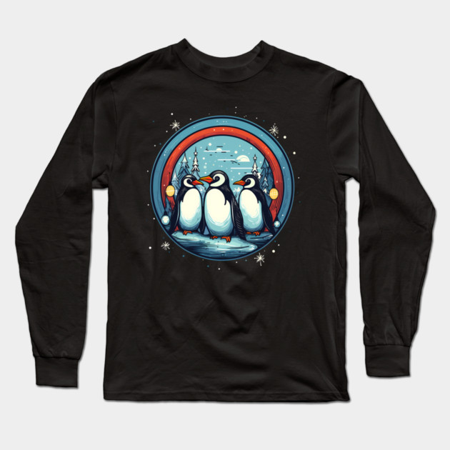 Penguin in Ornament, Love Penguins Long Sleeve T-Shirt by logiamerch