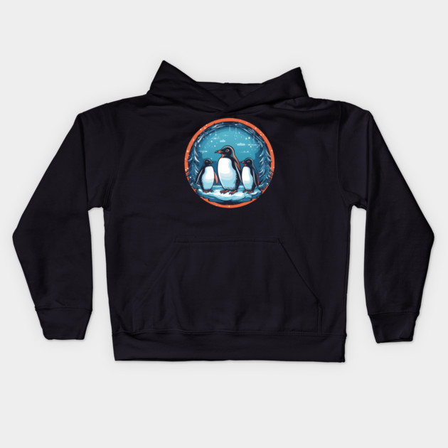Penguin in Ornament, Love Penguins Kids Hoodie by logiamerch