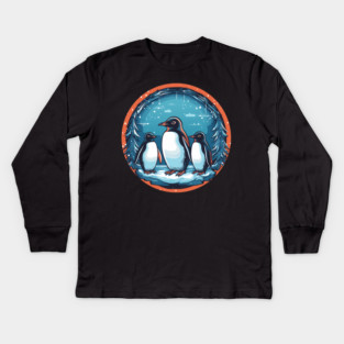 Penguin in Ornament, Love Penguins Kids Long Sleeve T-Shirt