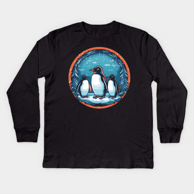 Penguin in Ornament, Love Penguins Kids Long Sleeve T-Shirt by logiamerch