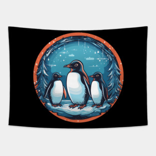 Penguin in Ornament, Love Penguins Tapestry