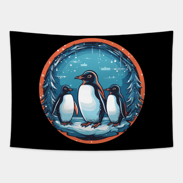 Penguin in Ornament, Love Penguins Tapestry by logiamerch