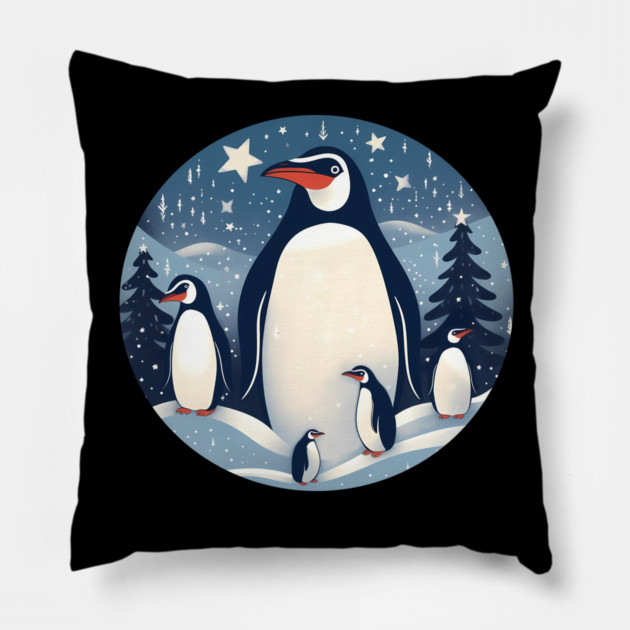 Penguin in Ornament, Love Penguins Pillow by logiamerch
