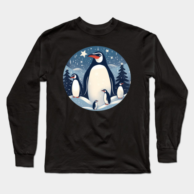 Penguin in Ornament, Love Penguins Long Sleeve T-Shirt by logiamerch