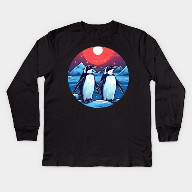 Penguin in Ornament, Love Penguins Kids Long Sleeve T-Shirt by logiamerch
