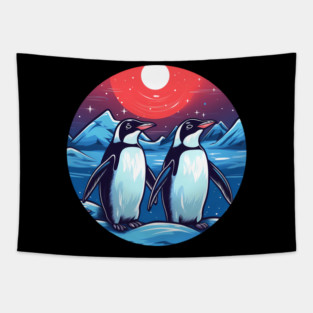 Penguin in Ornament, Love Penguins Tapestry