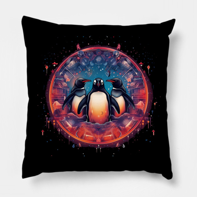 Penguin in Ornament, Love Penguins Pillow by logiamerch