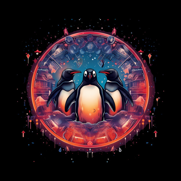 Penguin in Ornament, Love Penguins by logiamerch