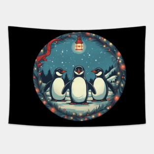 Penguin in Ornament, Love Penguins Tapestry