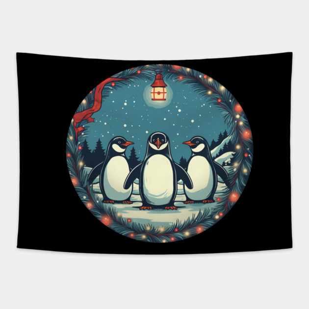 Penguin in Ornament, Love Penguins Tapestry by logiamerch