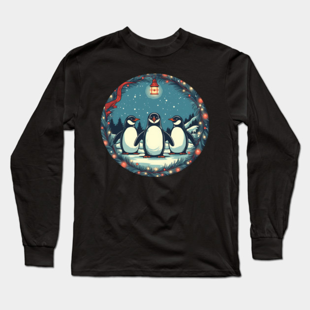 Penguin in Ornament, Love Penguins Long Sleeve T-Shirt by logiamerch