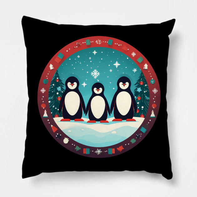 Penguin in Ornament, Love Penguins Pillow by logiamerch