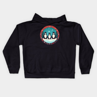 Penguin in Ornament, Love Penguins Kids Hoodie