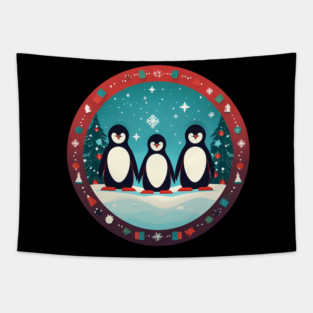 Penguin in Ornament, Love Penguins Tapestry