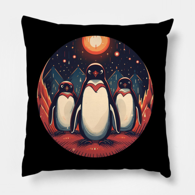 Penguin in Ornament, Love Penguins Pillow by logiamerch
