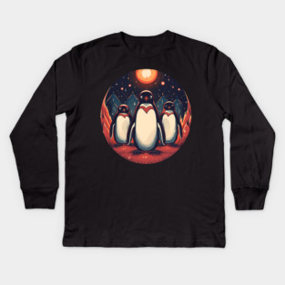 Penguin in Ornament, Love Penguins Kids Long Sleeve T-Shirt