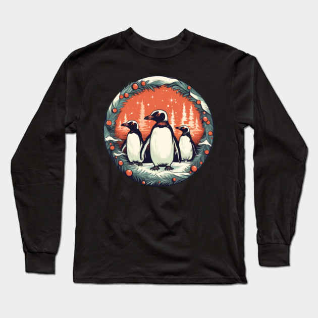 Penguin in Ornament, Love Penguins Long Sleeve T-Shirt by logiamerch