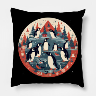 Penguin in Ornament, Love Penguins Pillow