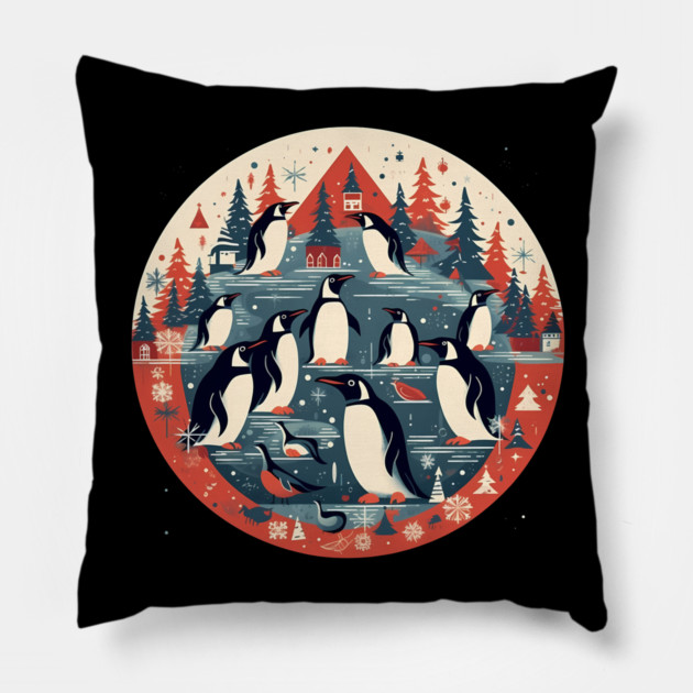 Penguin in Ornament, Love Penguins Pillow by logiamerch