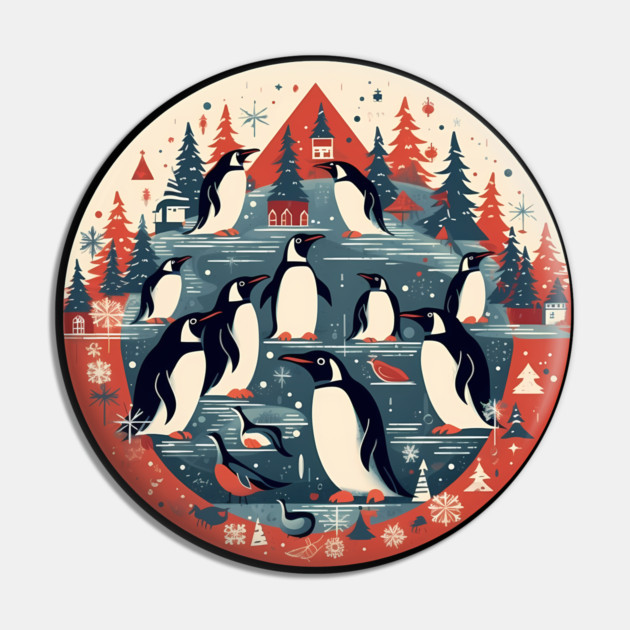 Penguin in Ornament, Love Penguins Pin by logiamerch