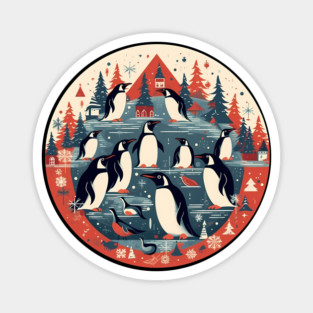 Penguin in Ornament, Love Penguins Magnet