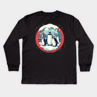 Penguin in Ornament, Love Penguins Kids Long Sleeve T-Shirt