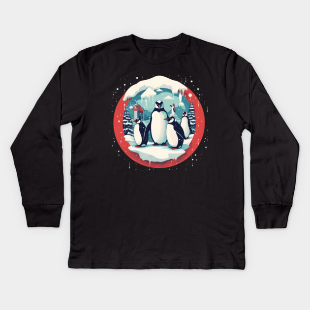Penguin in Ornament, Love Penguins Kids Long Sleeve T-Shirt by logiamerch