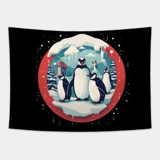 Penguin in Ornament, Love Penguins Tapestry