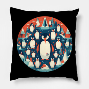 Penguin in Ornament, Love Penguins Pillow